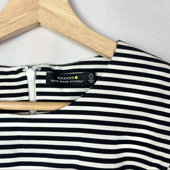 Kate Spade Saturday Black & White Stripe Let Loose Fit & Flare Dress 4 - Picture 5 of 7